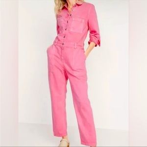 NWOT! Old Navy Long-Sleeve Cropped Jean Utility Jumpsuit- Size XS